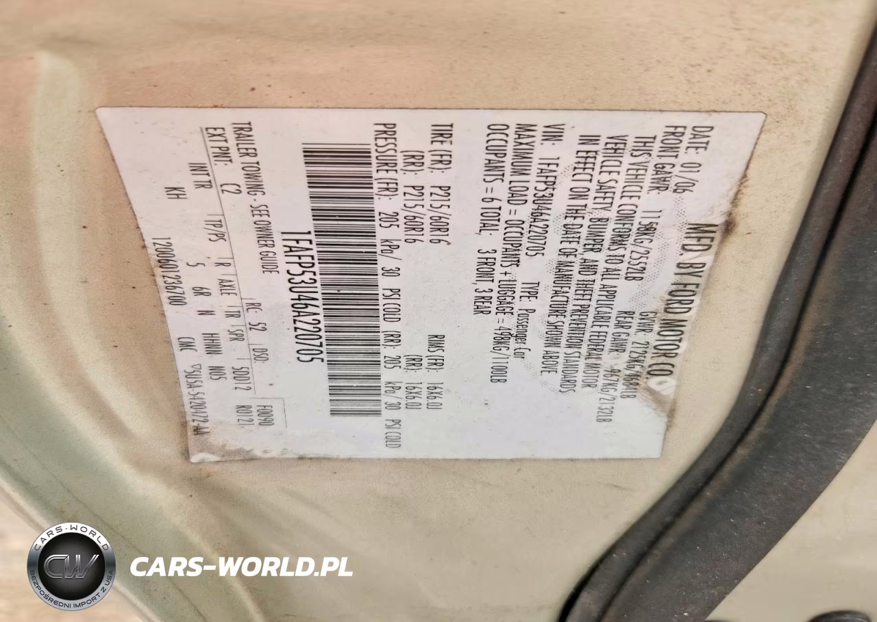 2006 Ford Taurus Se VIN:1FAFP53U46A220705 - 12