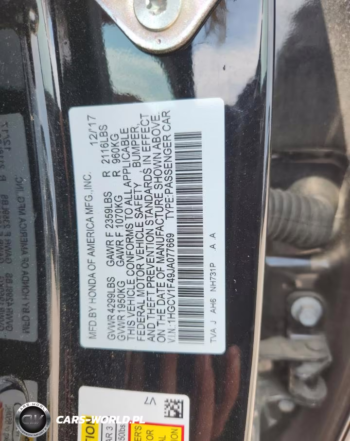 2018 Honda Accord Ex VIN:1HGCV1F49JA077669 - 12