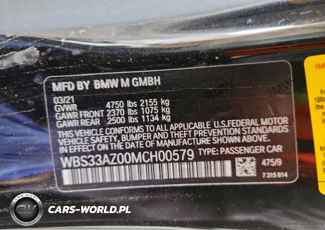 2021 BMW M4 Competition VIN:WBS33AZ00MCH00579 - 12