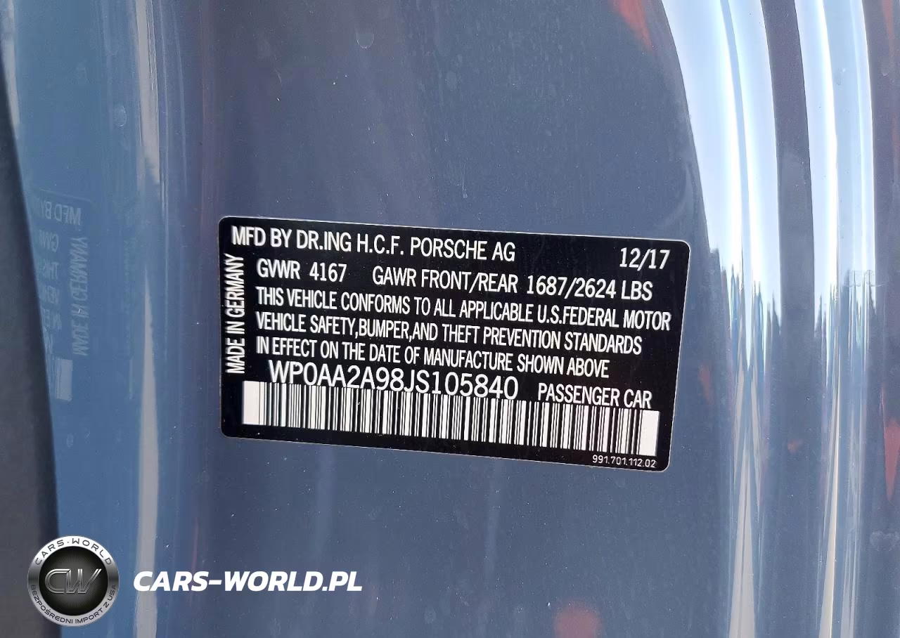 2018 Porsche 911 Carrera VIN:WP0AA2A98JS105840 - 13