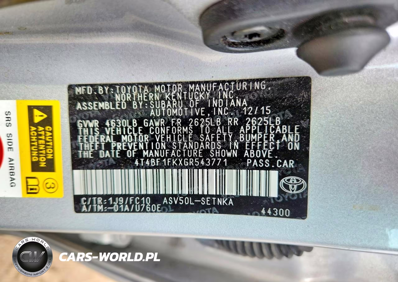 2016 Toyota Camry Le VIN:4T4BF1FKXGR543771 - 12