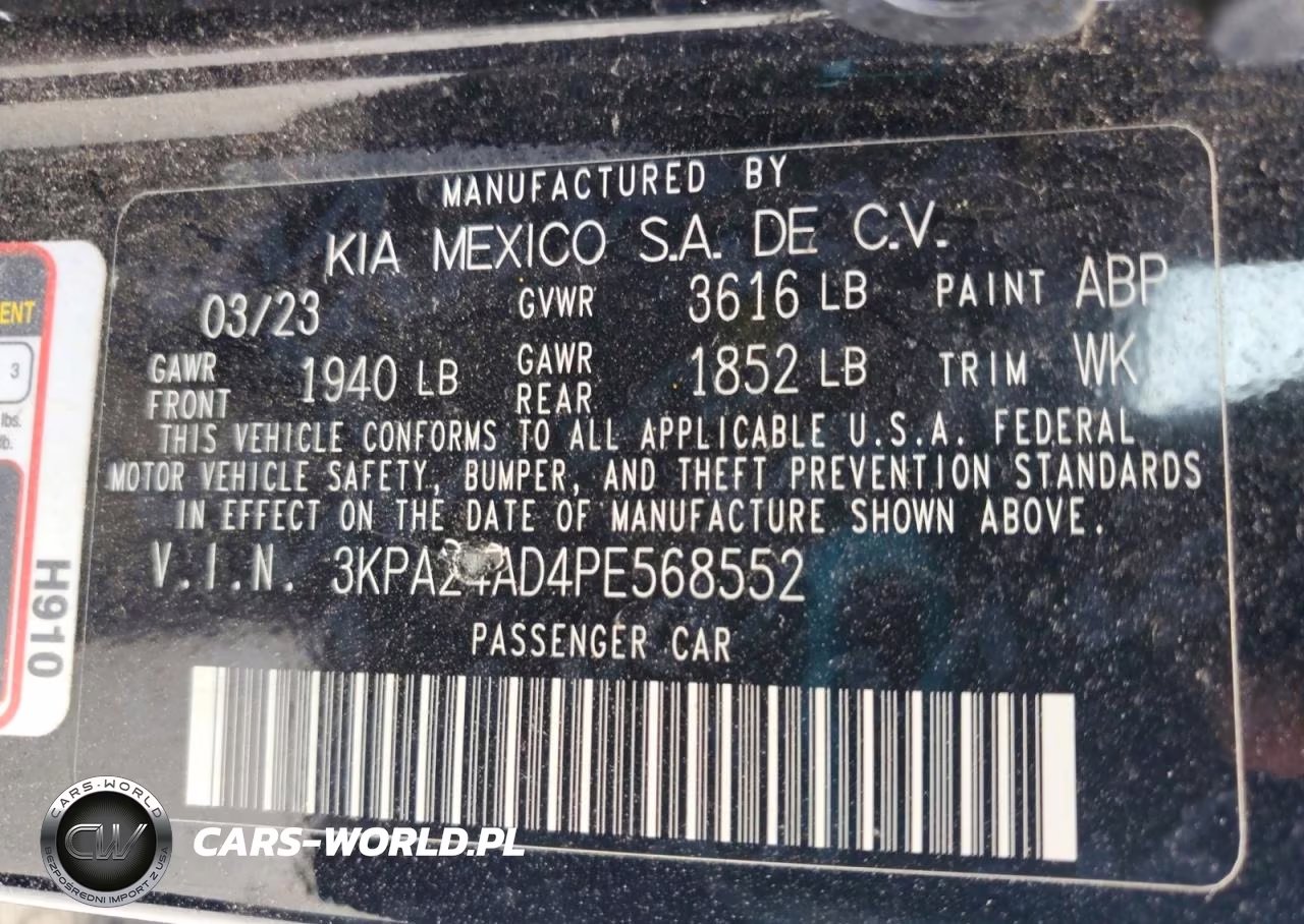 2023 Kia Rio Lx VIN:3KPA24AD4PE568552 - 12
