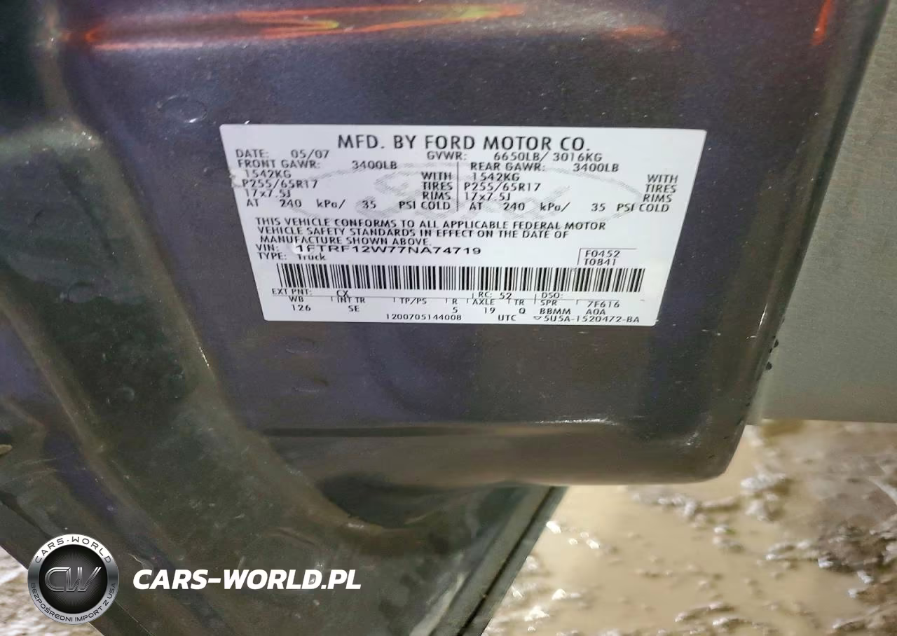 2007 Ford F150 VIN:1FTRF12W77NA74719 - 12