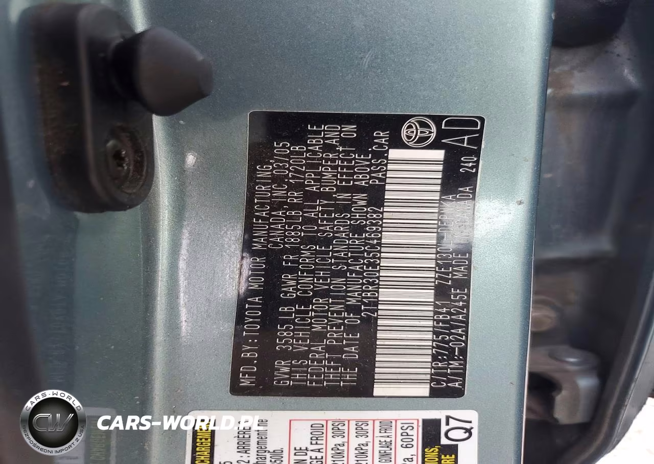 2005 Toyota Corolla Le VIN:2T1BR30E35C469382 - 12