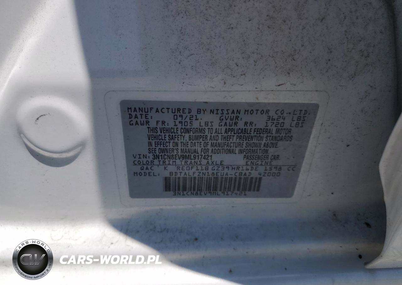 2021 Nissan Versa Sv VIN:3N1CN8EV9ML917421 - 12