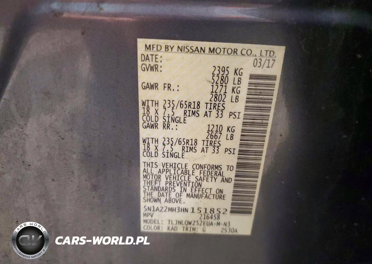 2017 Nissan Murano Sv VIN:5N1AZ2MH3HN151852 - 13
