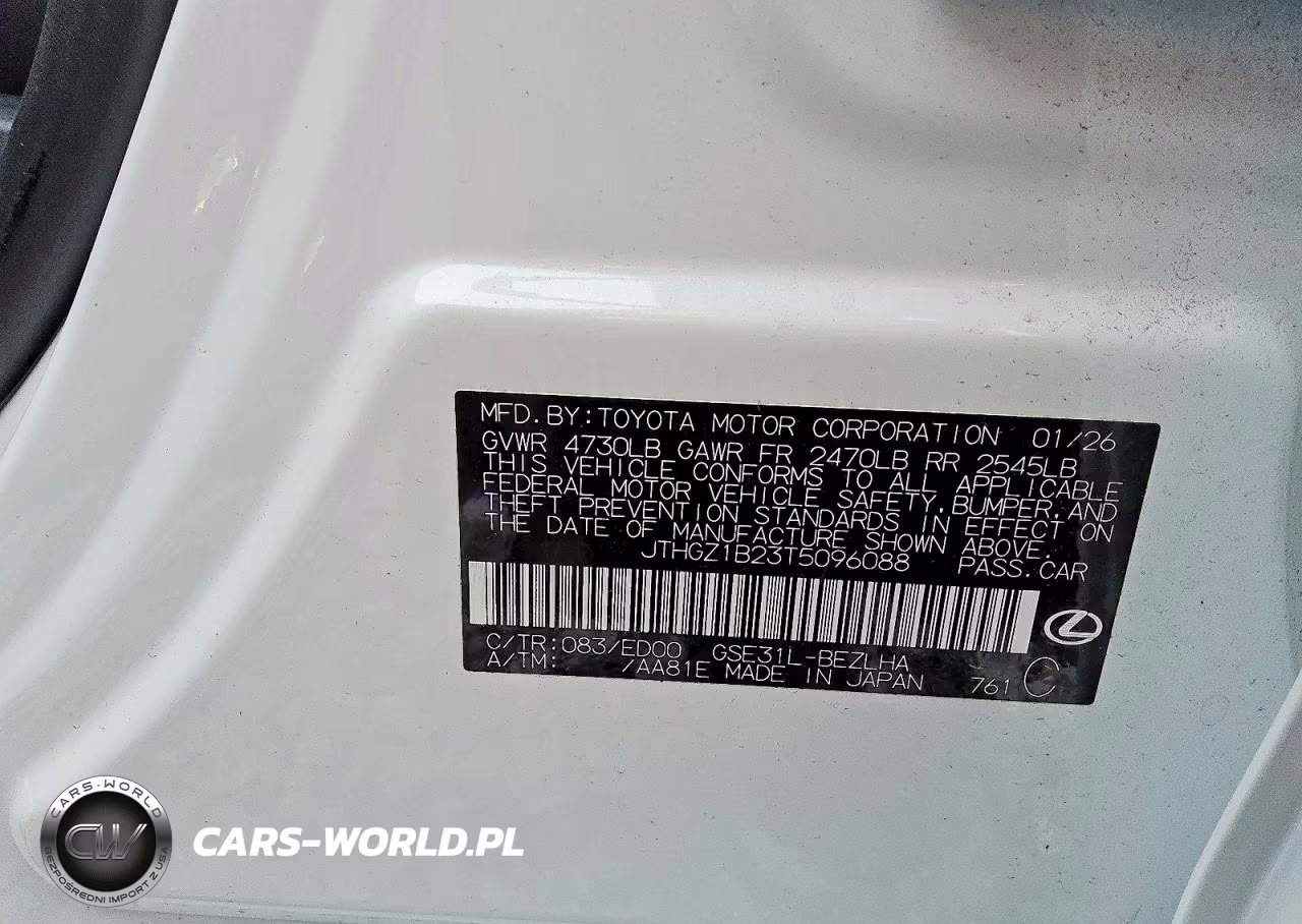 2026 Lexus Is 350 F Sport VIN:JTHGZ1B23T5096088 - 13