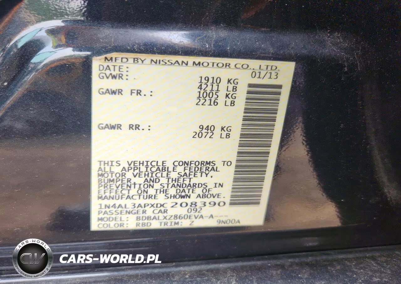 2013 Nissan Altima 2.5 VIN:1N4AL3APXDC208390 - 12