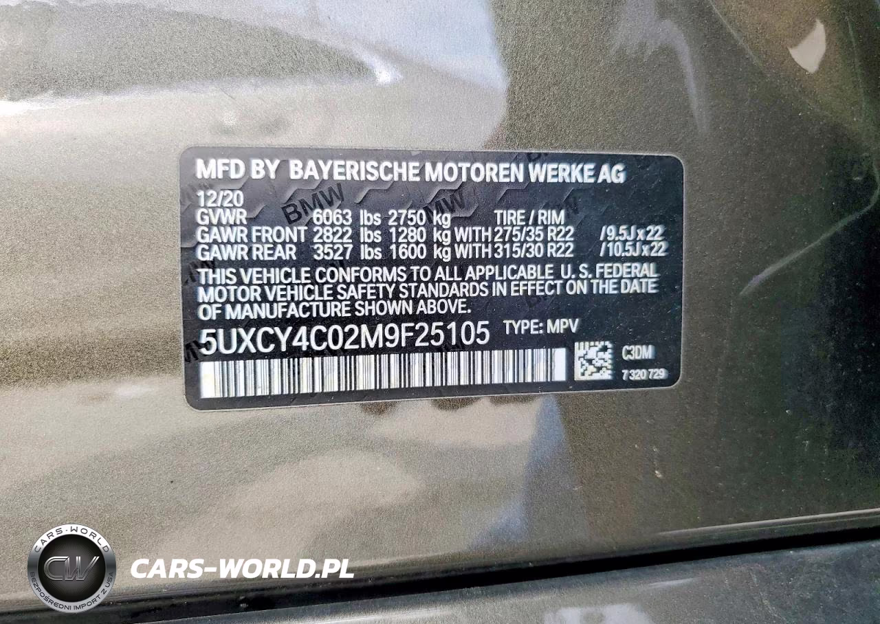 2021 BMW X6 Sdrive 40I VIN:5UXCY4C02M9F25105 - 12