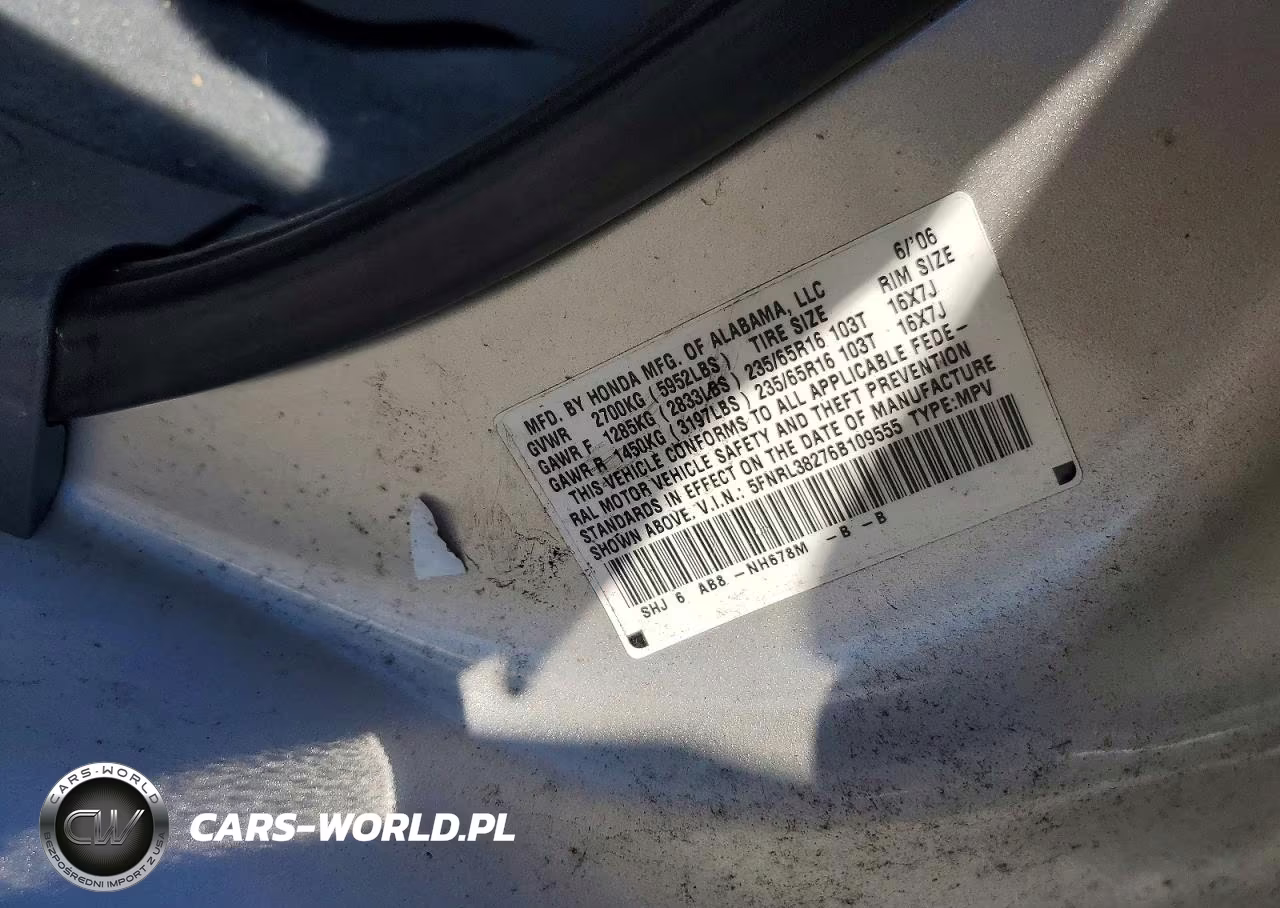 2006 Honda Odyssey Lx VIN:5FNRL38276B109555 - 12