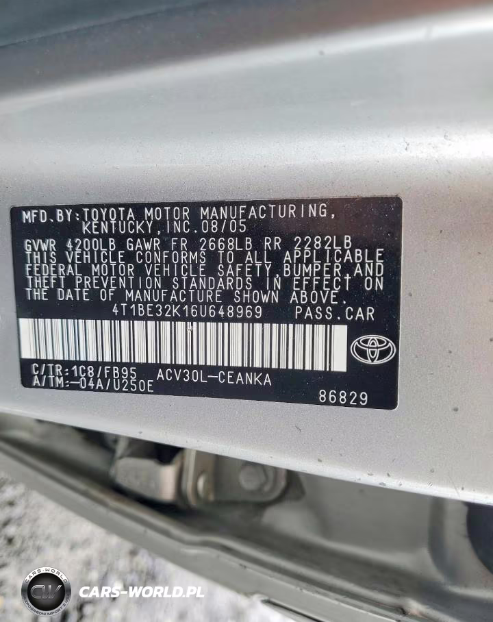 2006 Toyota Camry Standard VIN:4T1BE32K16U648969 - 12