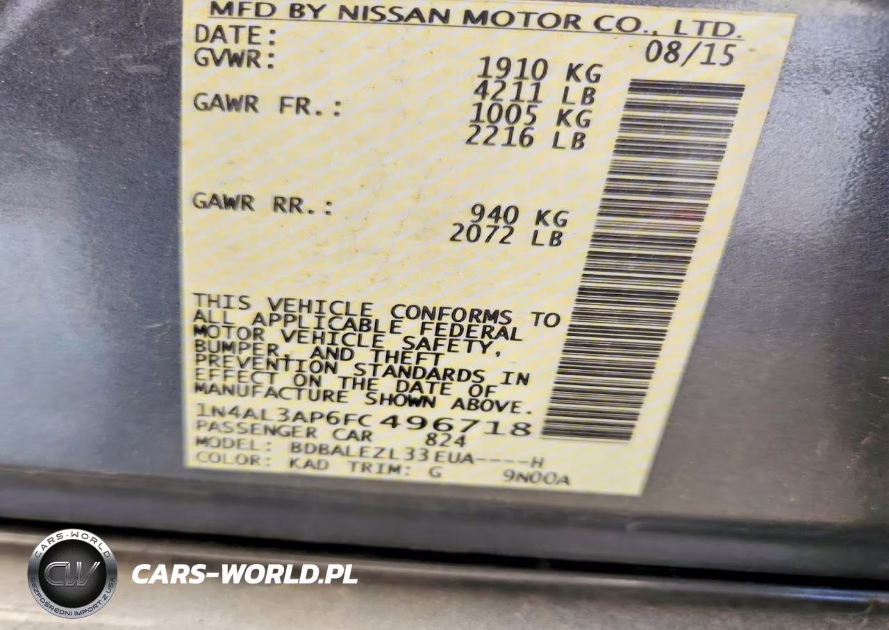 2015 Nissan Altima 2.5 S VIN:1N4AL3AP6FC496718 - 12