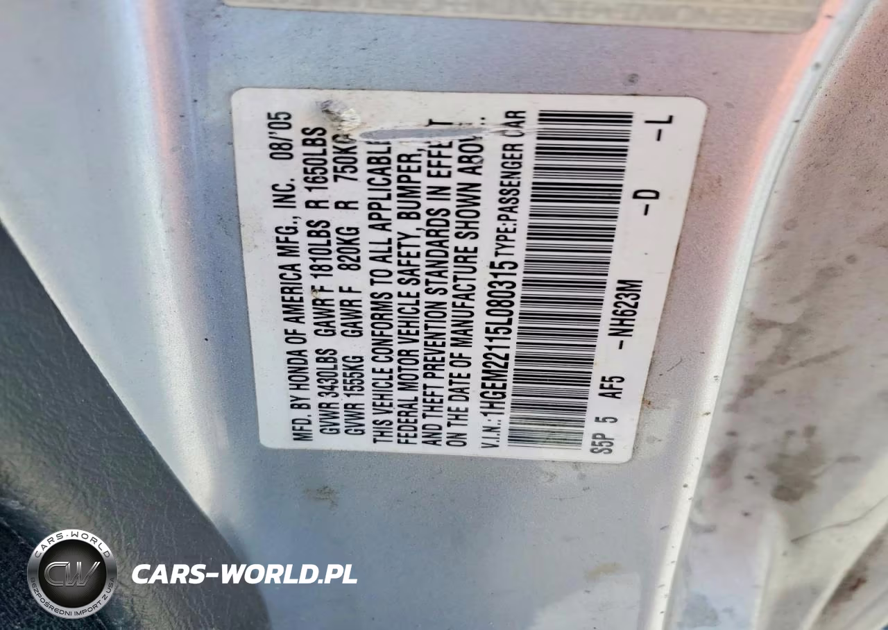 2005 Honda Civic Dx Vp VIN:1HGEM22115L080315 - 12