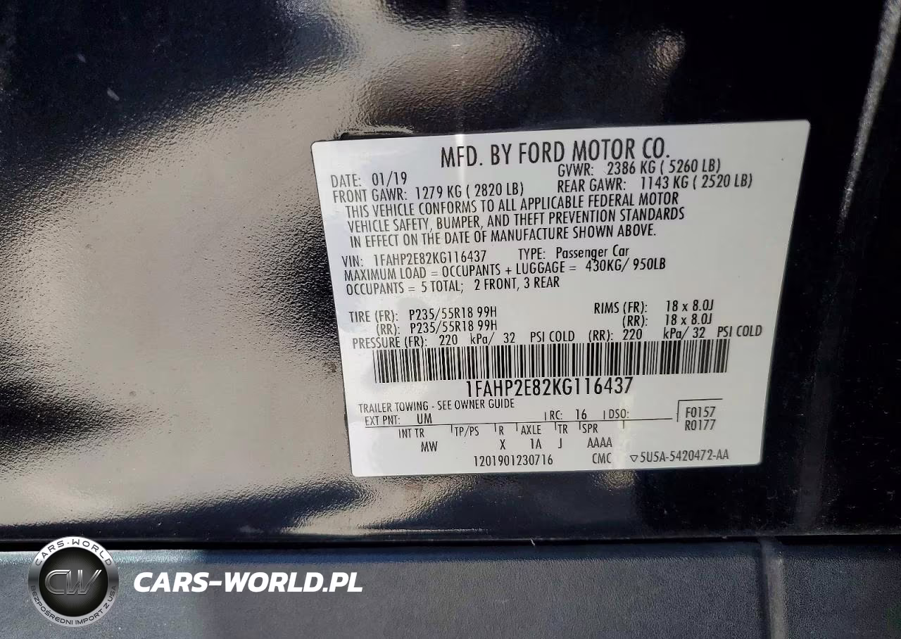 2019 Ford Taurus Sel VIN:1FAHP2E82KG116437 - 13