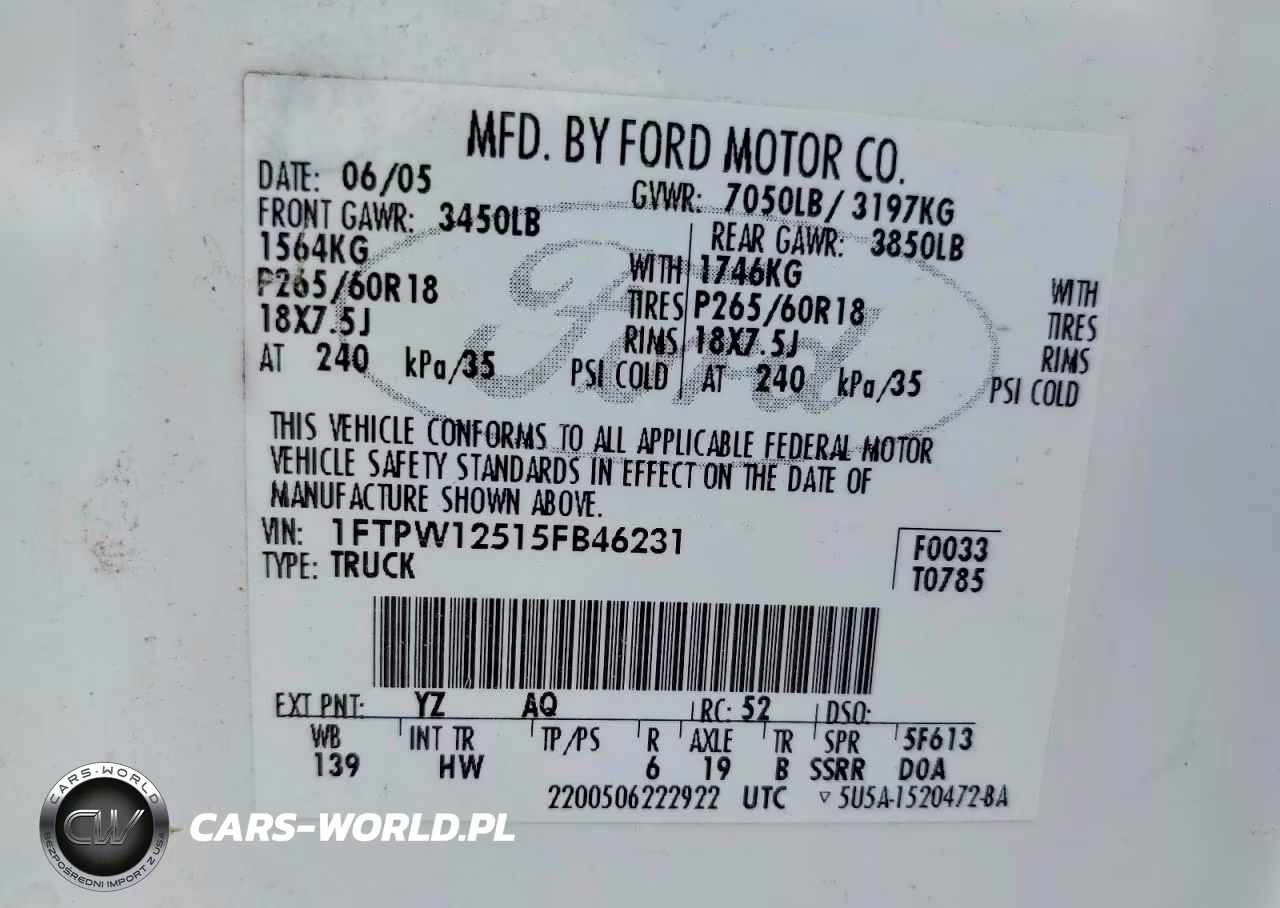2005 Ford F150 Supercrew VIN:1FTPW12515FB46231 - 12