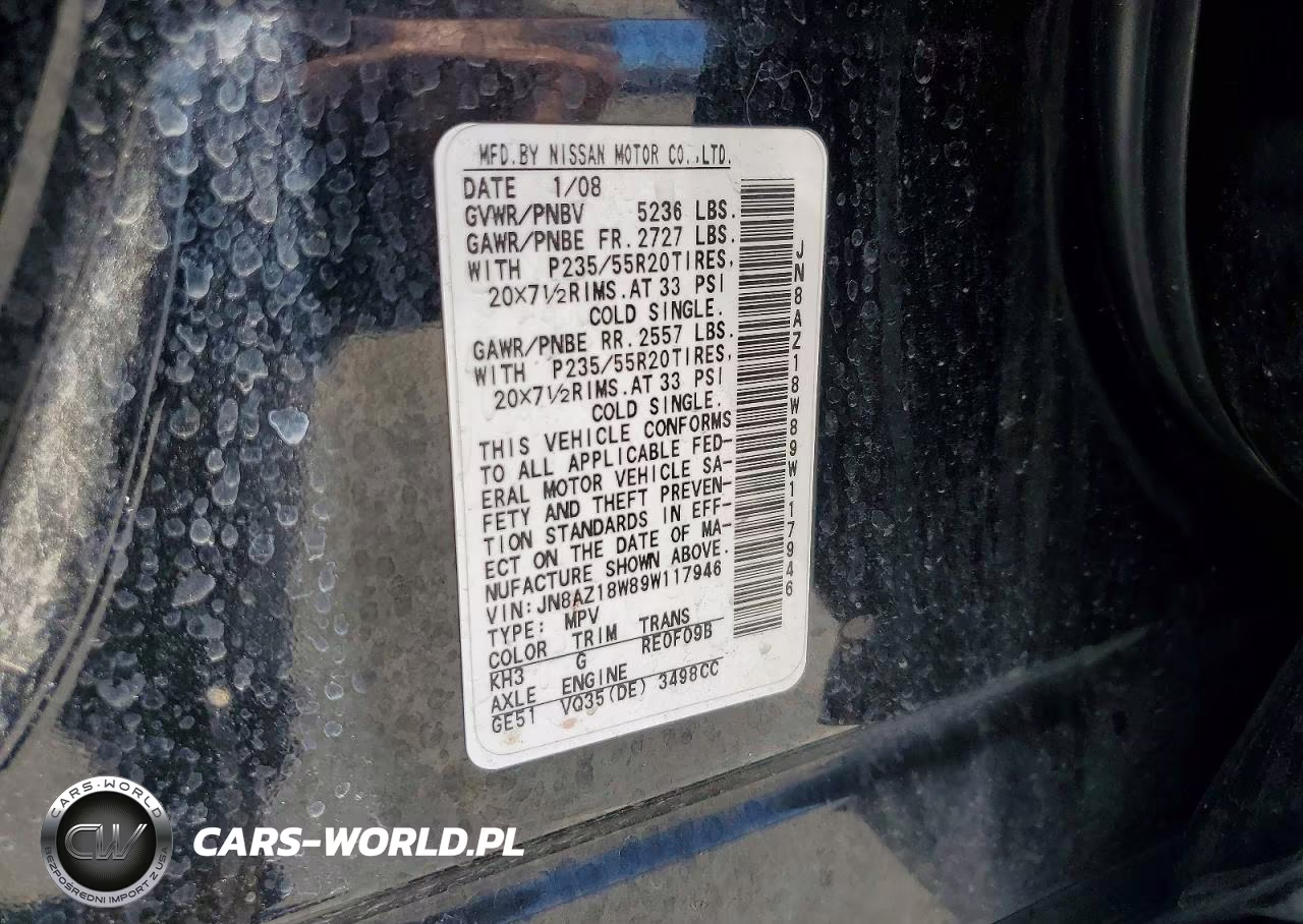 2009 Nissan Murano S VIN:JN8AZ18W89W117946 - 13