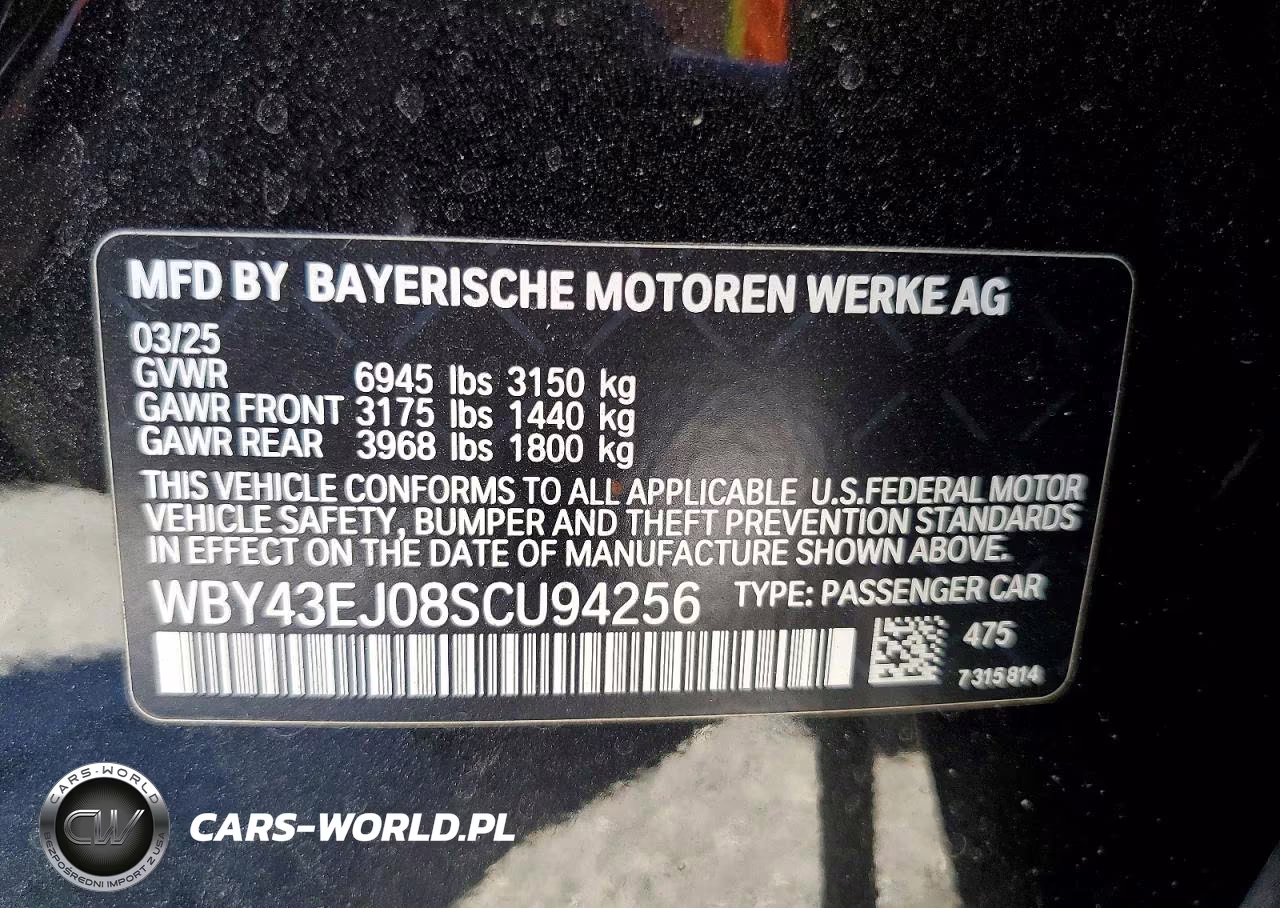 2025 BMW I7 Edrive50 VIN:WBY43EJ08SCU94256 - 12