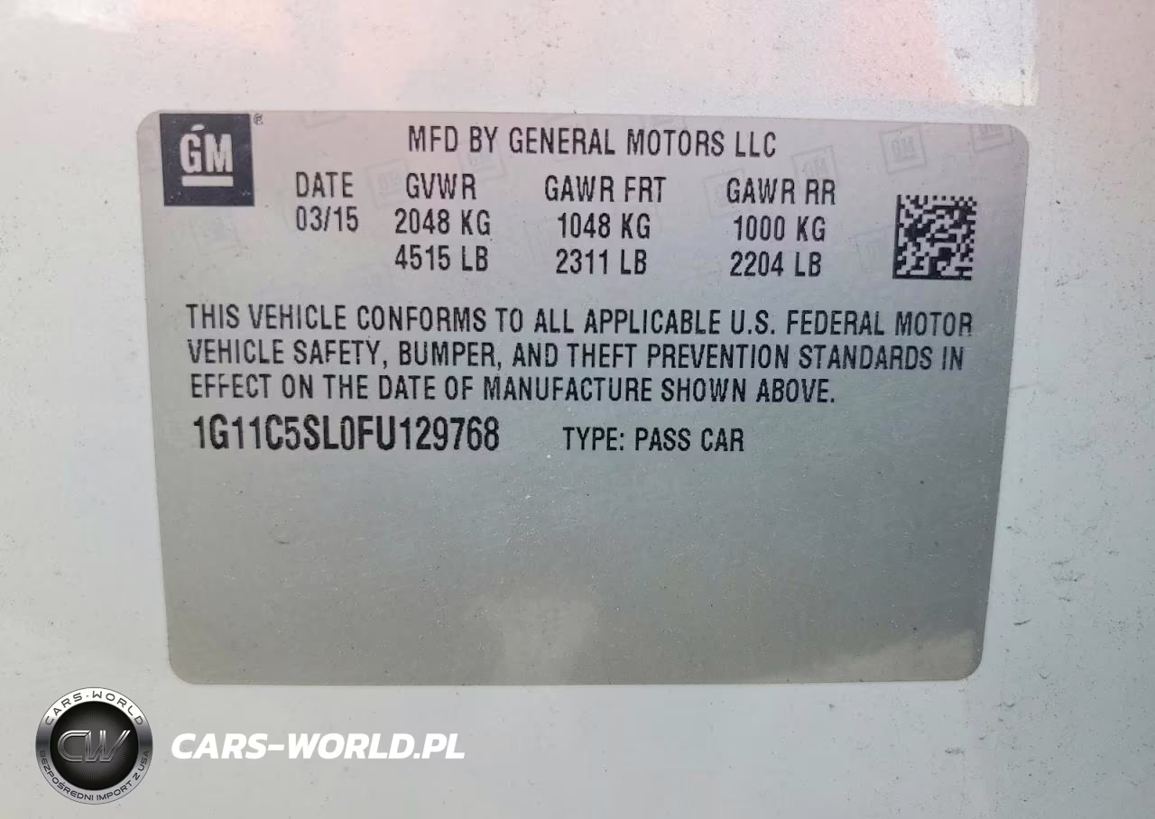2015 Chevrolet Malibu 1Lt VIN:1G11C5SL0FU129768 - 12