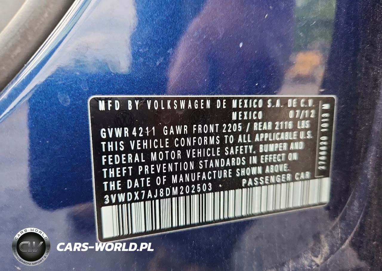 2013 Volkswagen Jetta Se VIN:3VWDX7AJ8DM202503 - 12