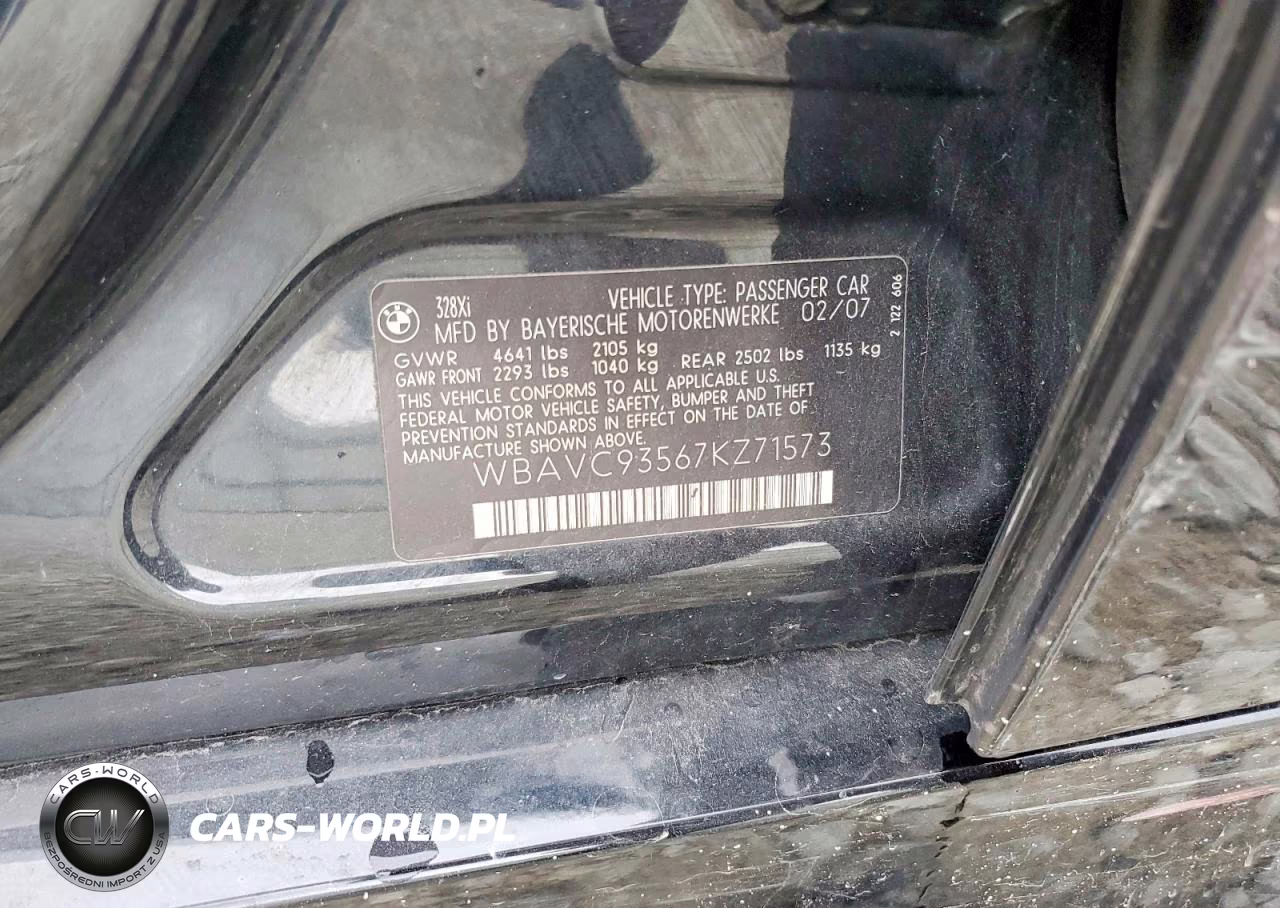 2007 BMW 328 Xi VIN:WBAVC93567KZ71573 - 12