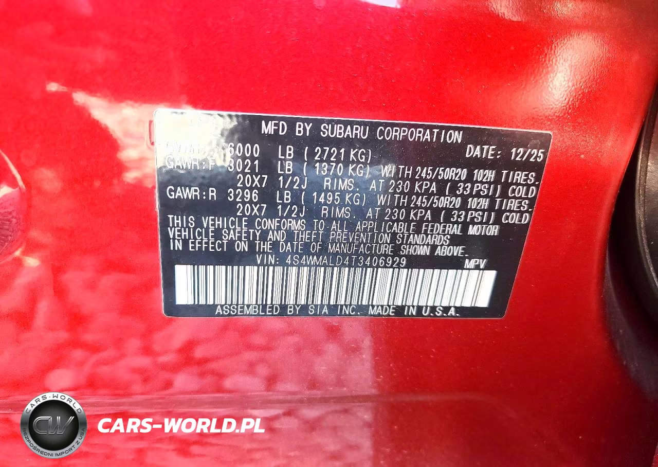 2026 Subaru Ascent Onyx Touring VIN:4S4WMALD4T3406929 - 13