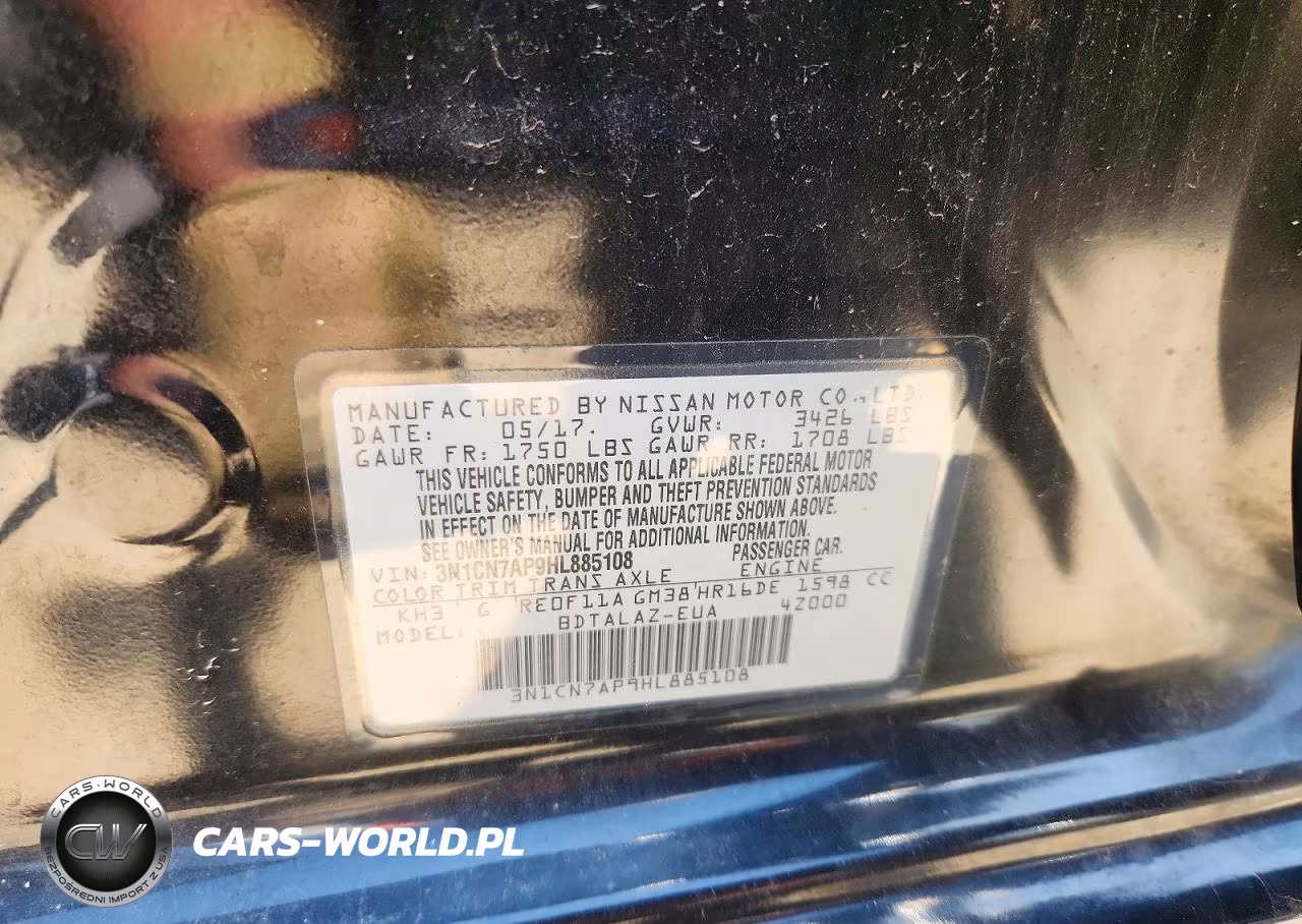 2017 Nissan Versa 1.6 S Plus VIN:3N1CN7AP9HL885108 - 12