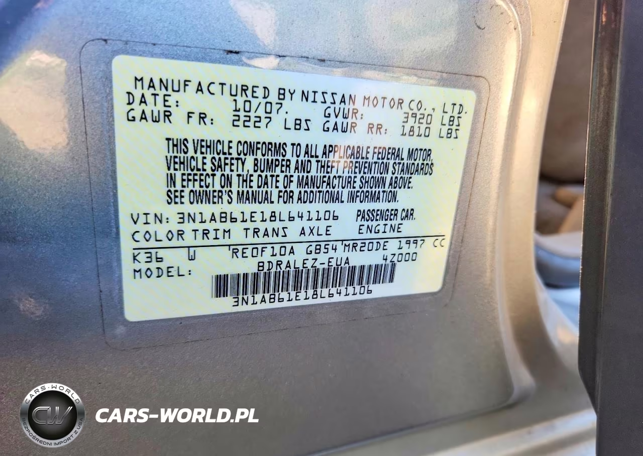 2008 Nissan Sentra 2.0 VIN:3N1AB61E18L641106 - 12