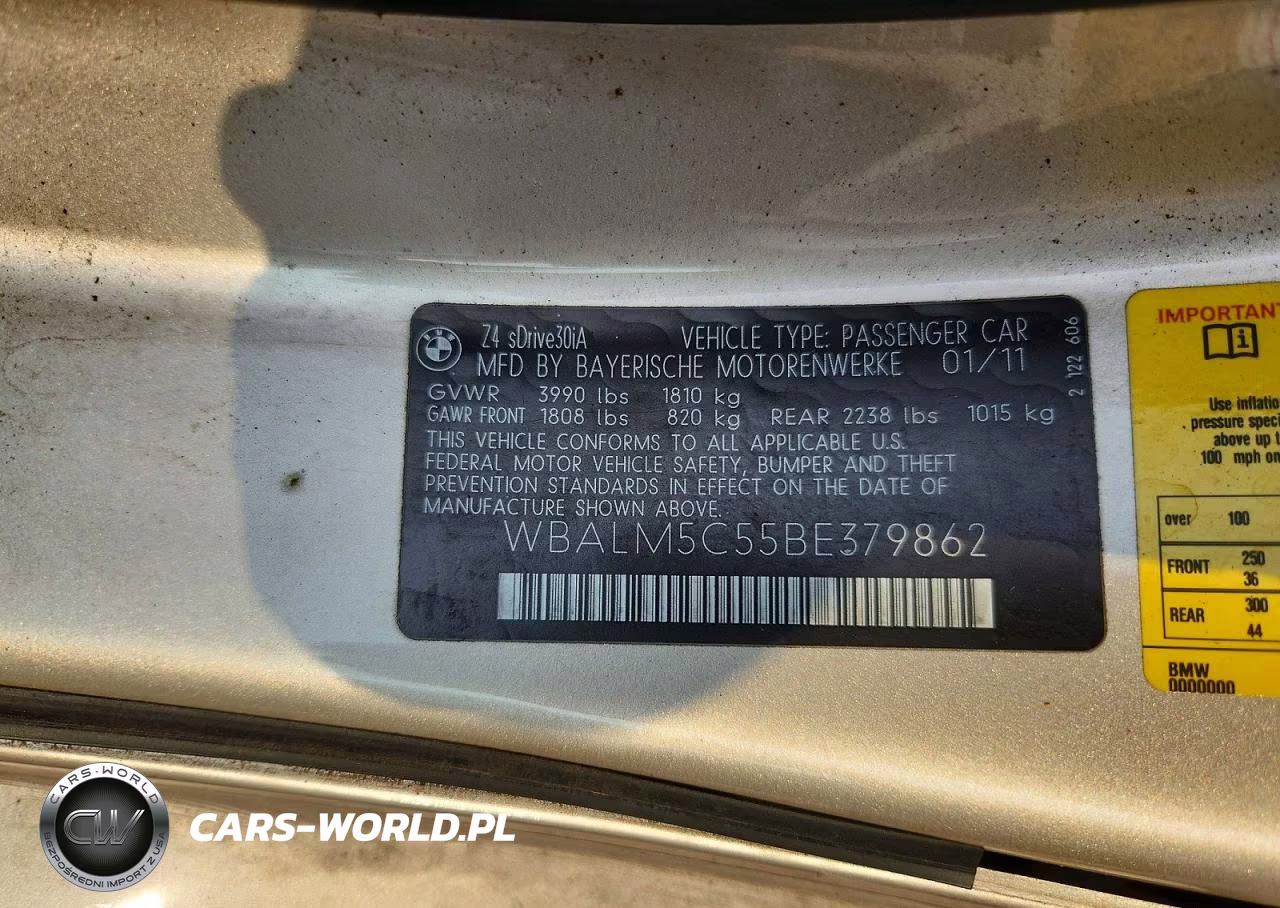 2011 BMW Z4 Sdrive30I VIN:WBALM5C55BE379862 - 13