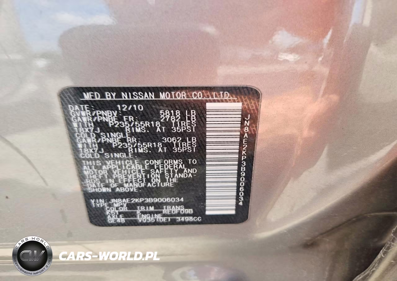 2011 Nissan Quest 3.5 S VIN:JN8AE2KP3B9006034 - 13