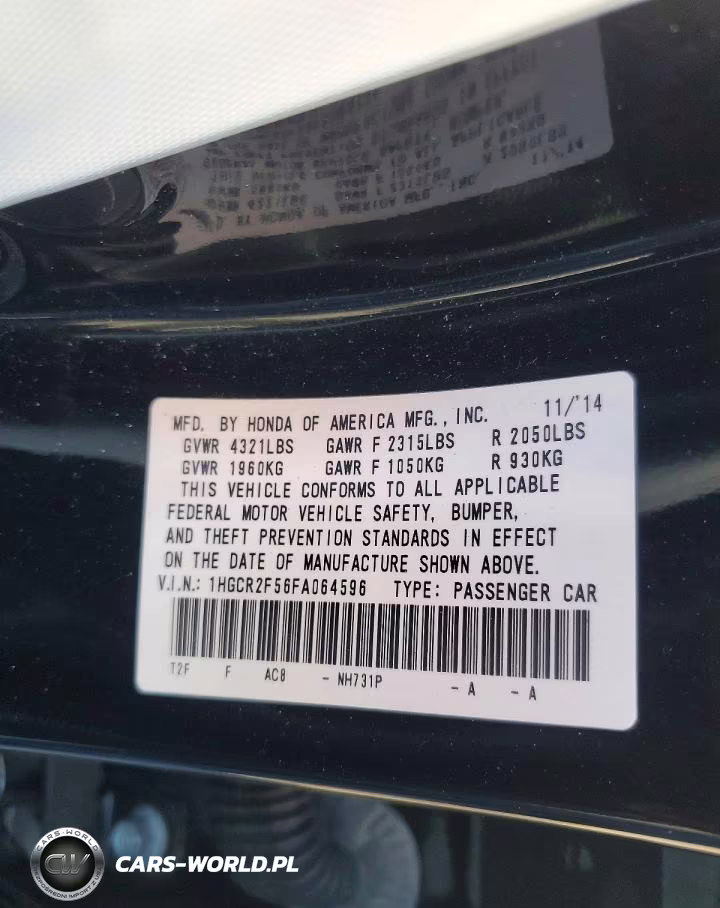 2015 Honda Accord Sport VIN:1HGCR2F56FA064596 - 12
