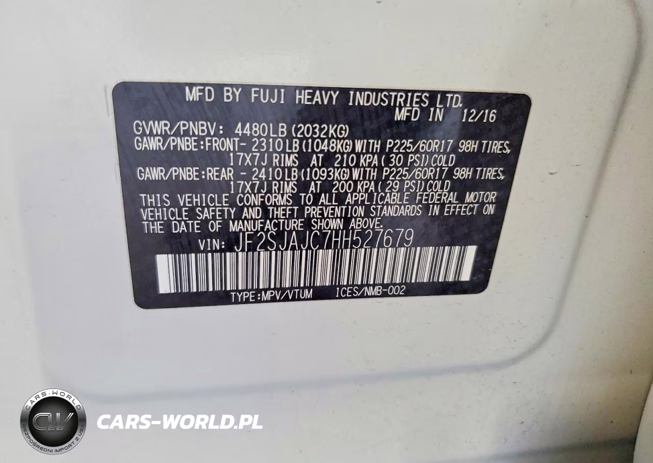 2017 Subaru Forester 2.5I Limited VIN:JF2SJAJC7HH527679 - 13