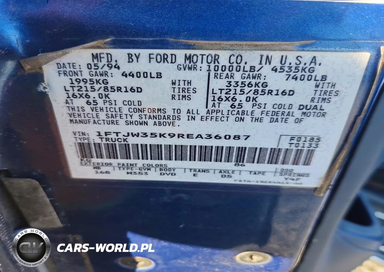1994 Ford F350 VIN:1FTJW35K9REA36087 - 13
