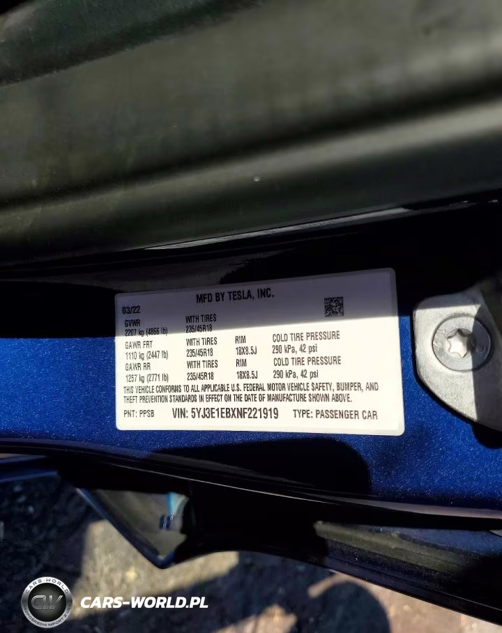 2022 Tesla Model 3 VIN:5YJ3E1EBXNF221919 - 12
