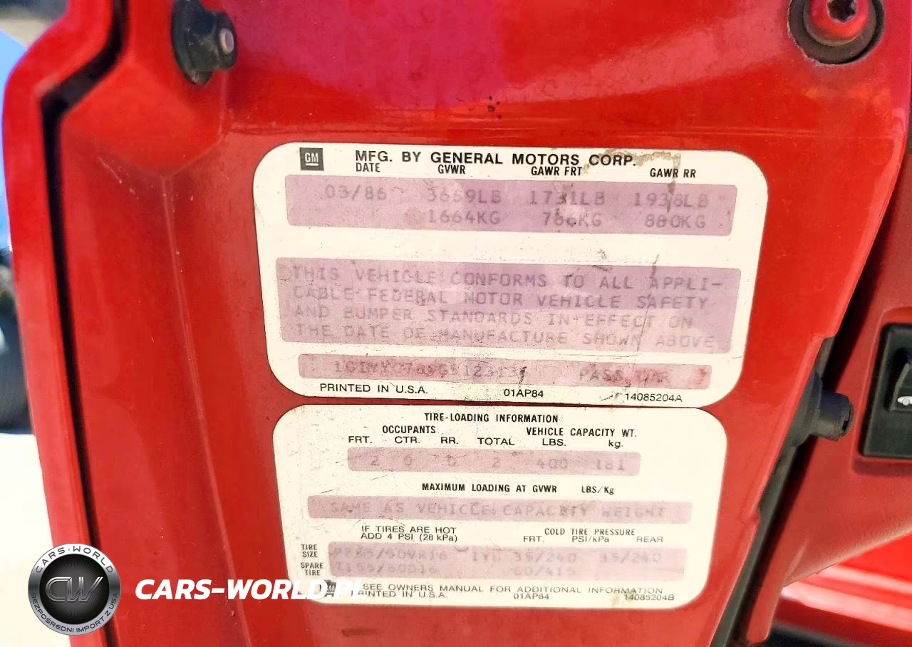 1986 Chevrolet Corvette VIN:1G1YY0784G5123135 - 13