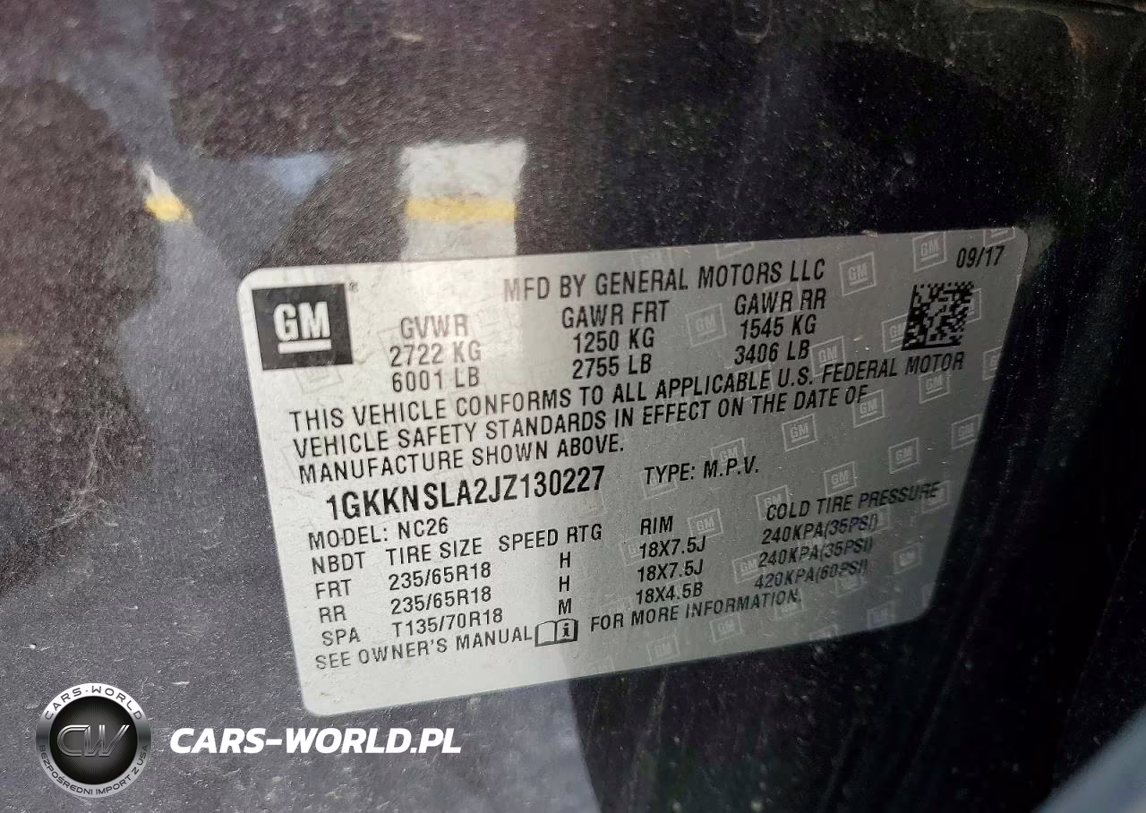 2018 GMC Acadia Sle VIN:1GKKNSLA2JZ130227 - 13