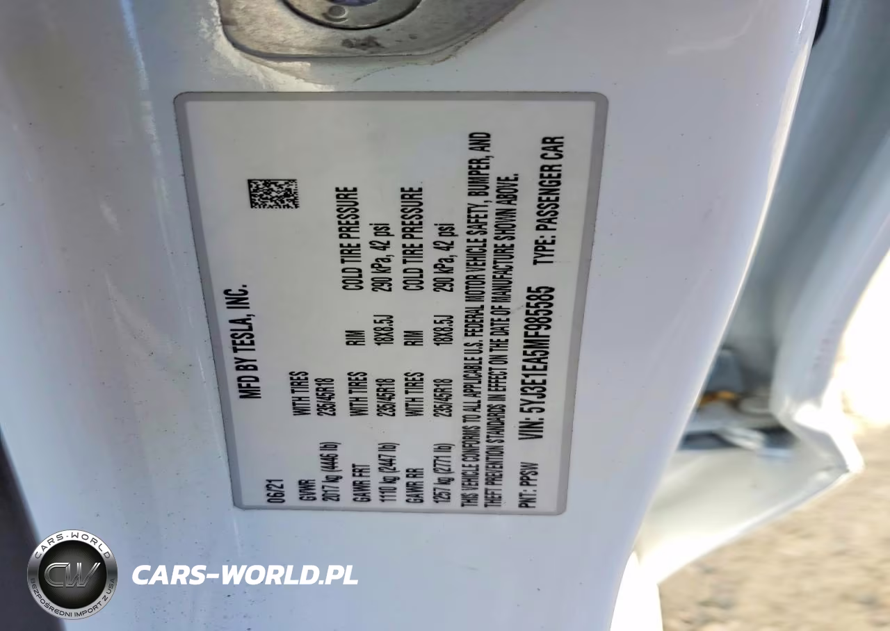 2021 Tesla Model 3 VIN:5YJ3E1EA5MF985585 - 12
