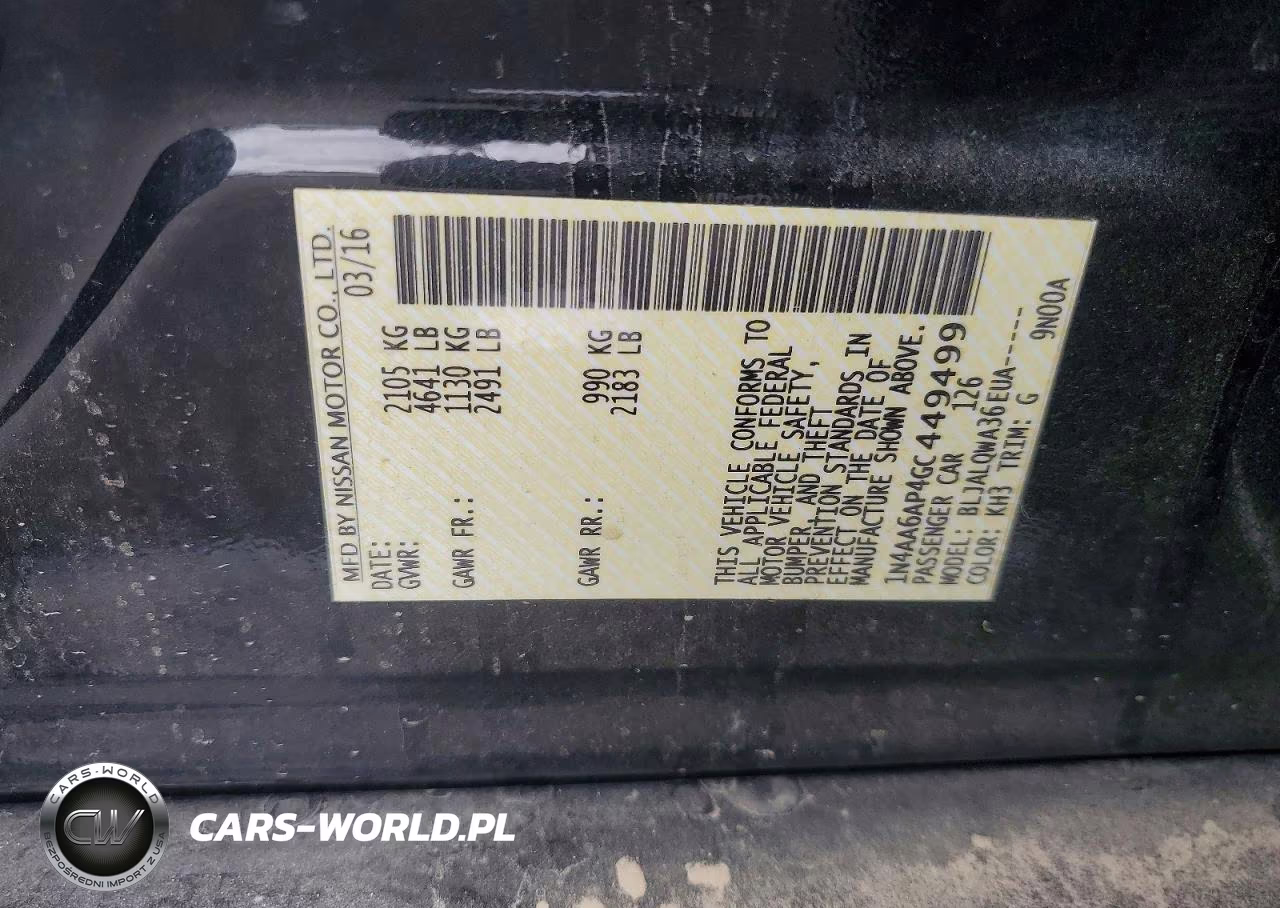 2016 Nissan Maxima 3.5 S VIN:1N4AA6AP4GC449499 - 12