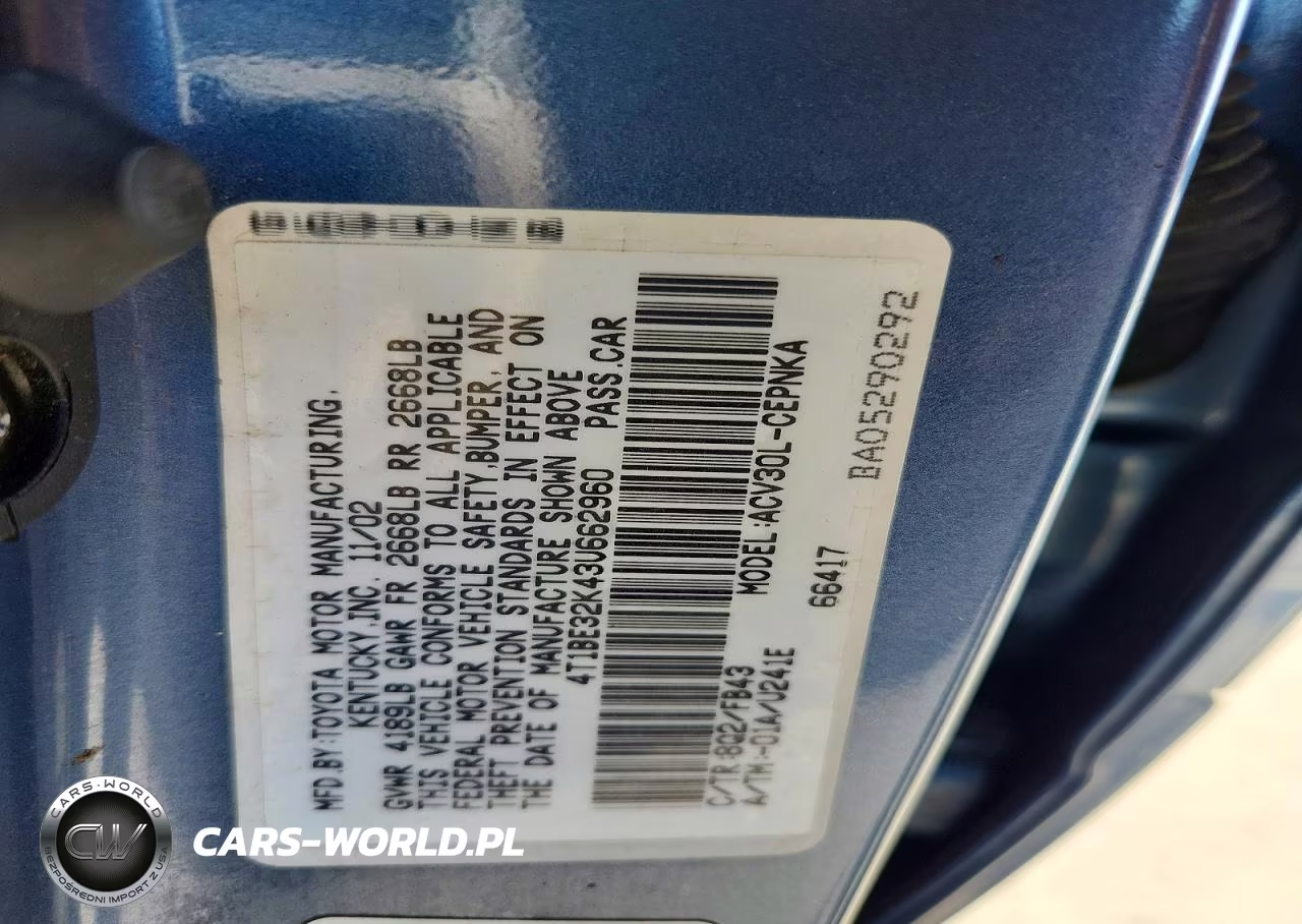 2003 Toyota Camry Le VIN:4T1BE32K43U662960 - 12