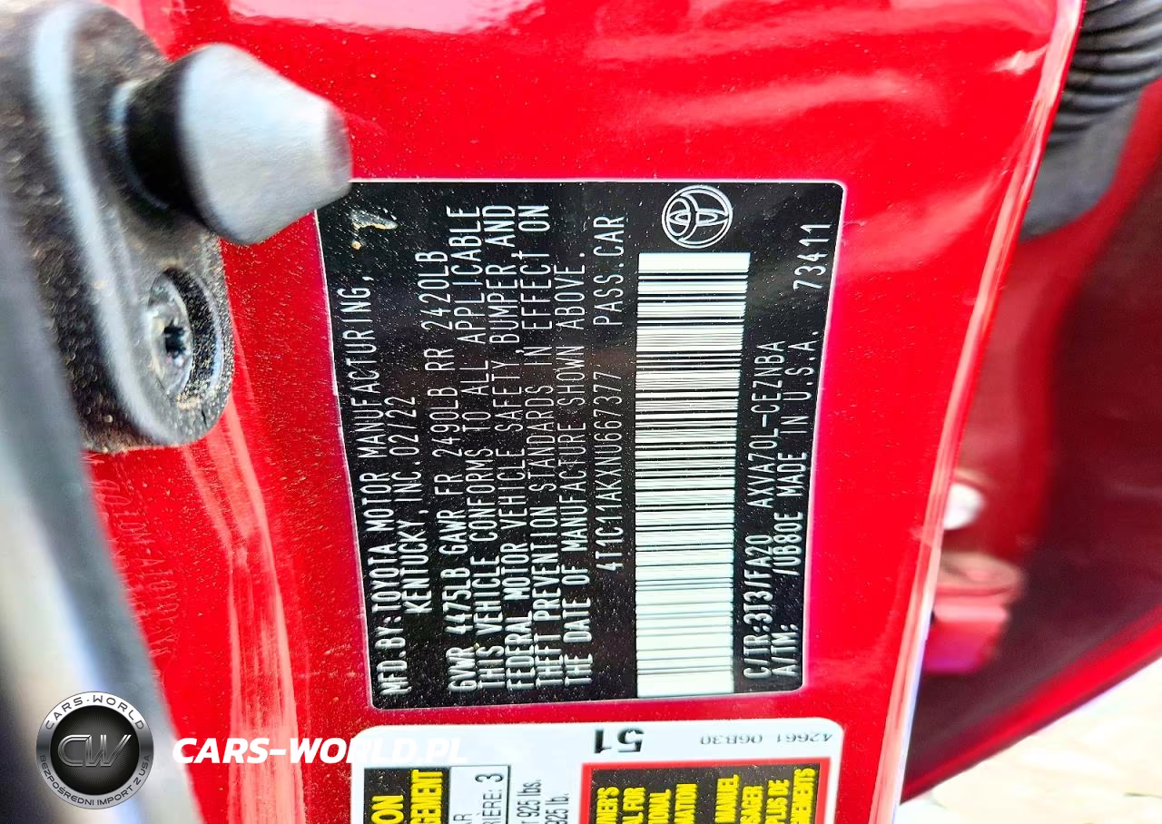 2022 Toyota Camry Le VIN:4T1C11AKXNU667377 - 12