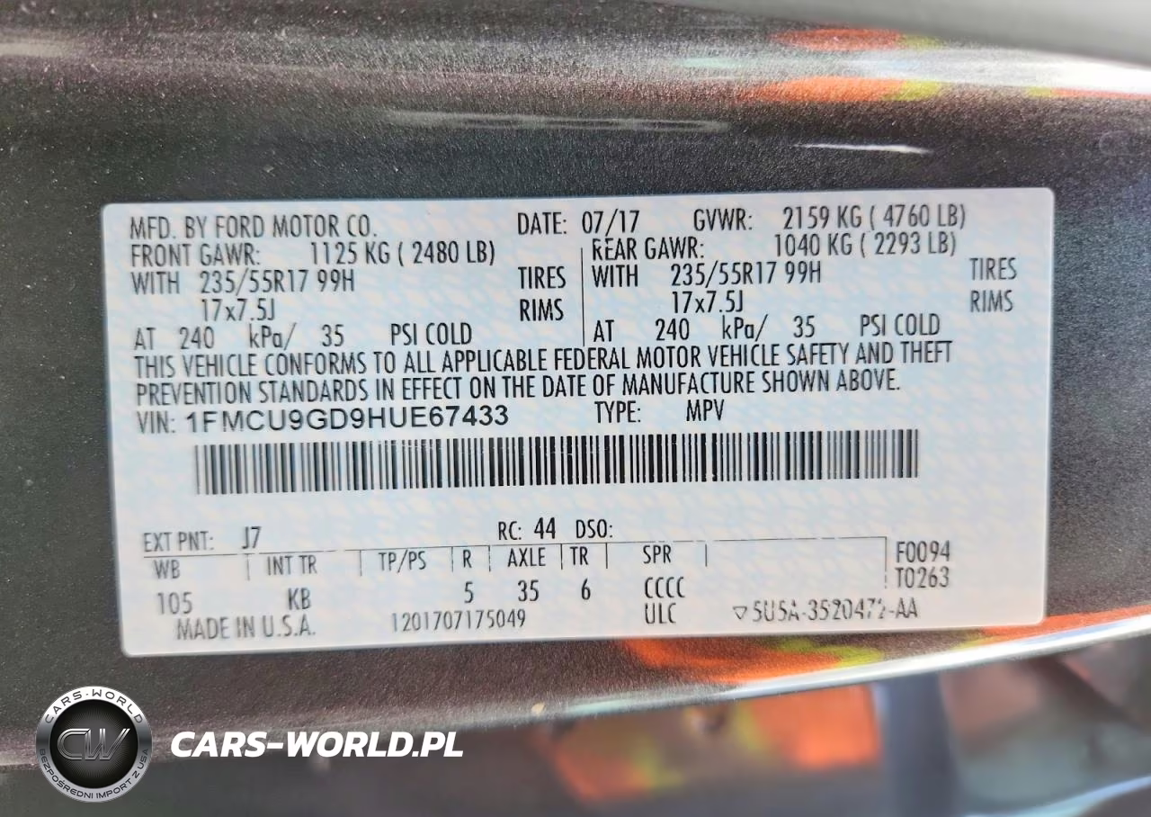 2017 Ford Escape Se VIN:1FMCU9GD9HUE67433 - 13