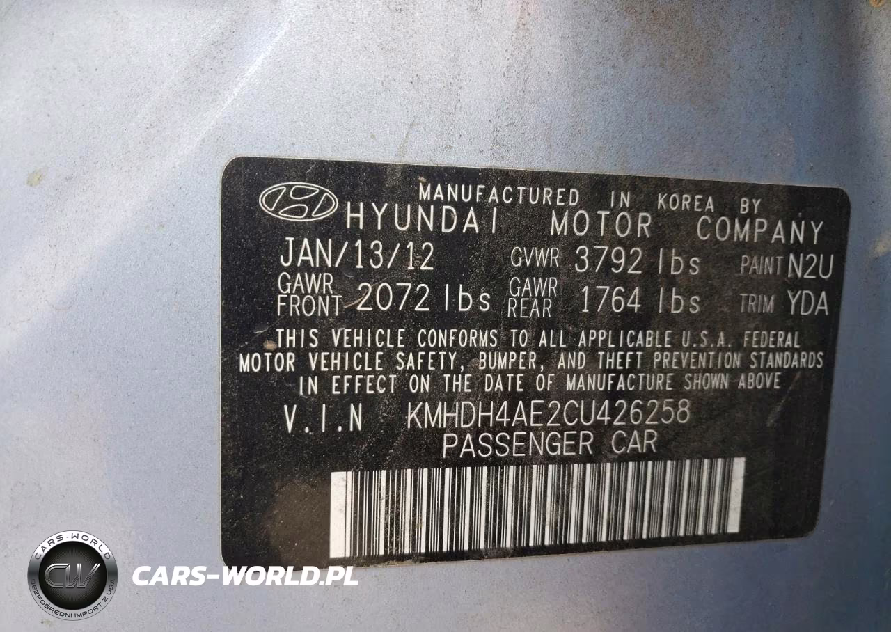 2012 Hyundai Elantra Gls VIN:KMHDH4AE2CU426258 - 12
