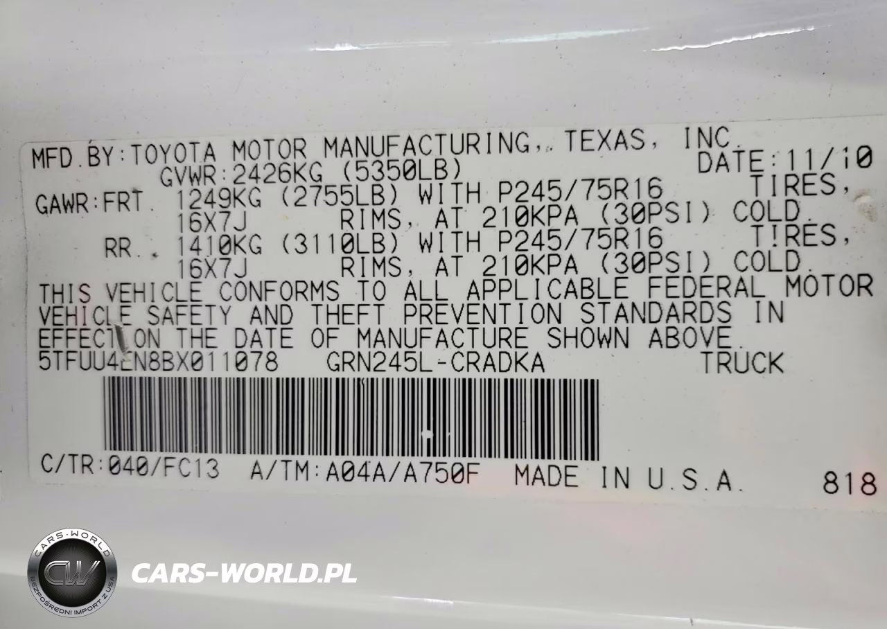 2011 Toyota Tacoma Access Cab VIN:5TFUU4EN8BX011078 - 12