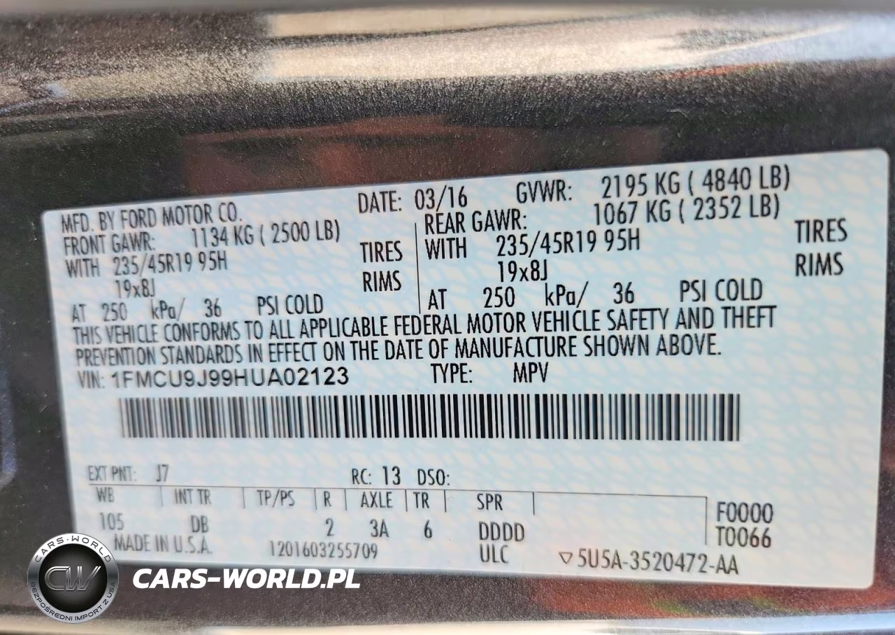 2017 Ford Escape Titanium VIN:1FMCU9J99HUA02123 - 13