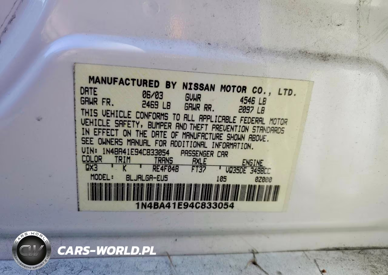 2004 Nissan Maxima 3.5 Se VIN:1N4BA41E94C833054 - 12