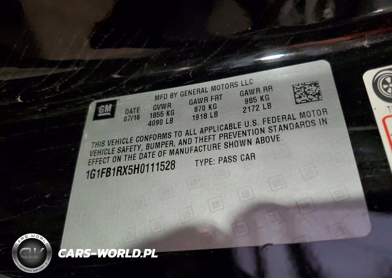2017 Chevrolet Camaro Lt VIN:1G1FB1RX5H0111528 - 12