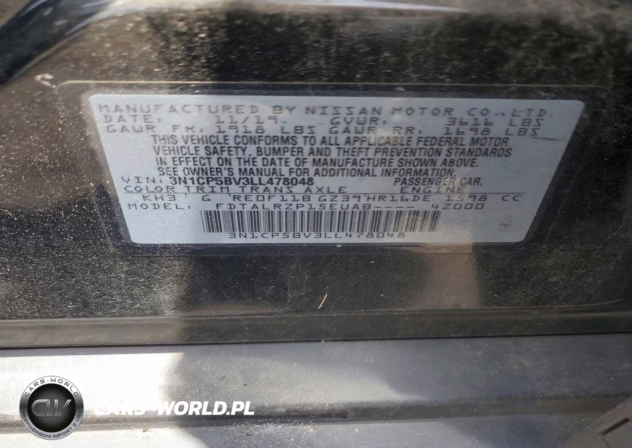 2020 Nissan Kicks S VIN:3N1CP5BV3LL478048 - 13