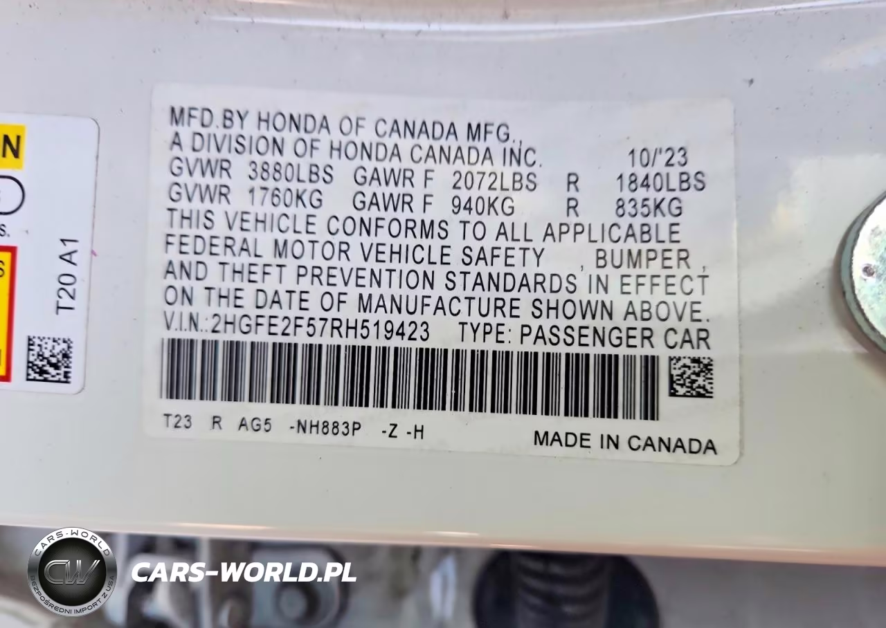 2024 Honda Civic Sport VIN:2HGFE2F57RH519423 - 12