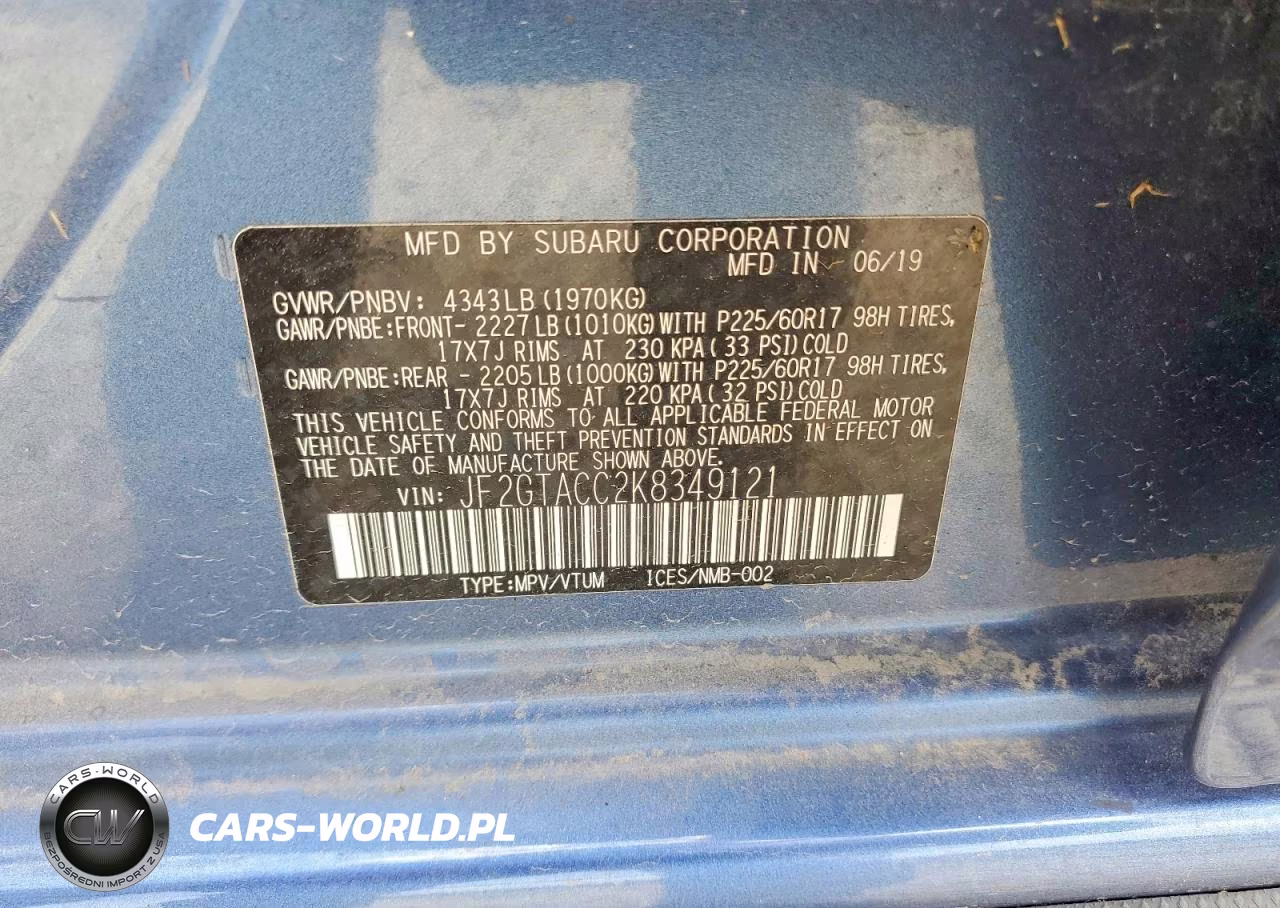 2019 Subaru Crosstrek Premium VIN:JF2GTACC2K8349121 - 12