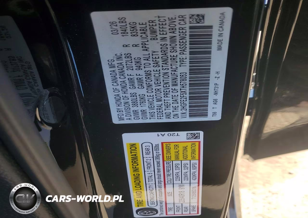 2026 Honda Civic Sport VIN:2HGFE2F5XTH578053 - 12