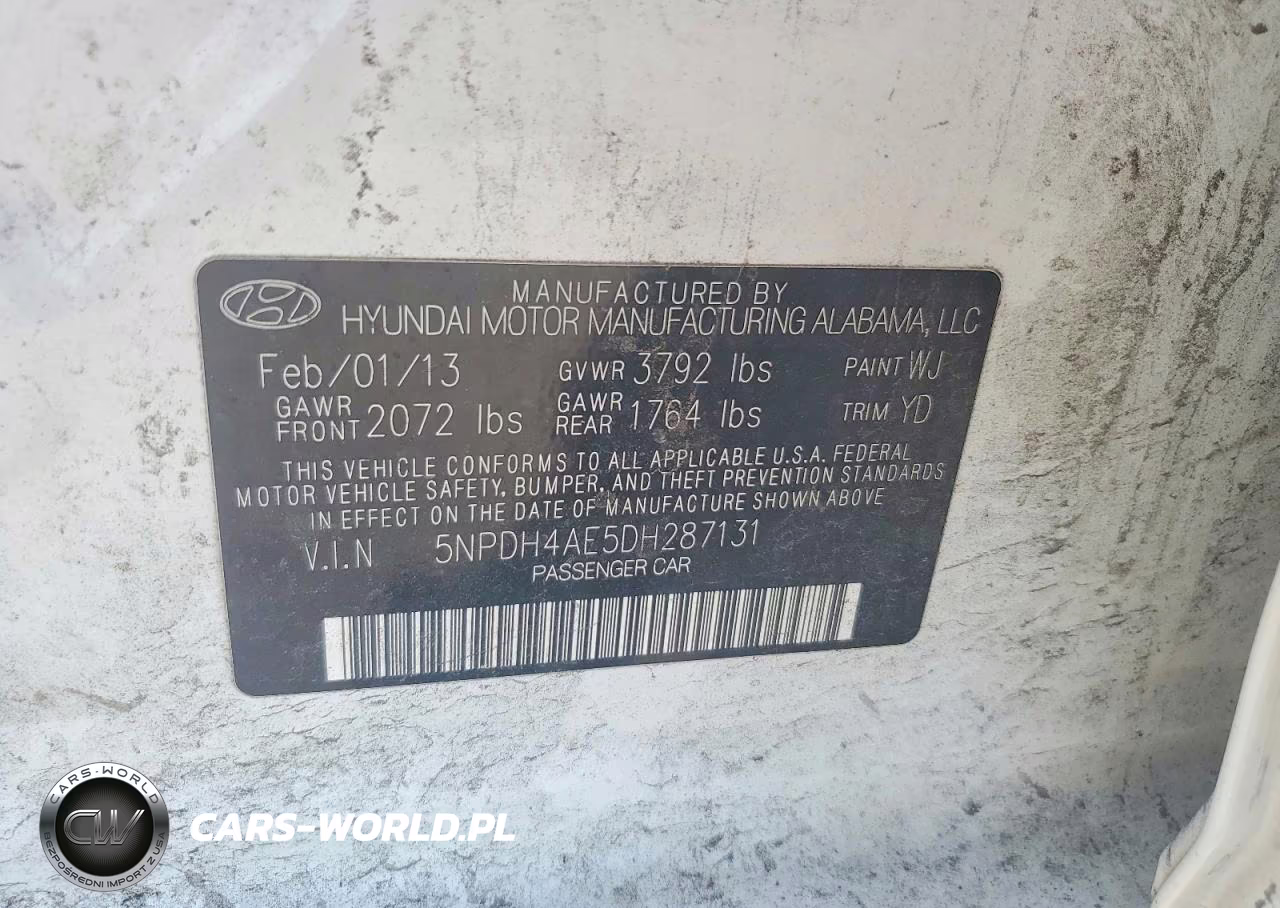 2013 Hyundai Elantra Gls VIN:5NPDH4AE5DH287131 - 12